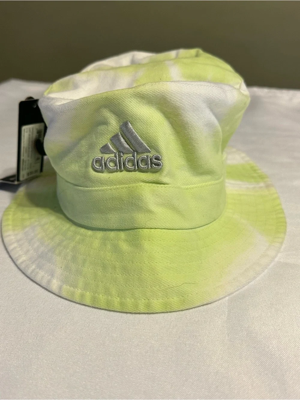 adidas Lime Green & White Tie-Dye Bucket Hat